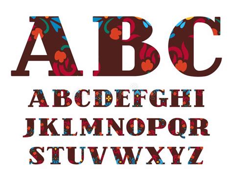 English Alphabet Decorative Flowers Vector Font Capital Letters