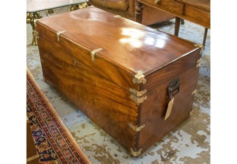 Trunk 19th Century Camphorwood And Brass Bound With Rising Lid 106cm