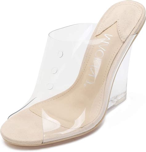Mackin J 405 1 Womens Lucite Clear Wedge Heel Sandals Open Toe Slip On Mule Dress Shoes Clear