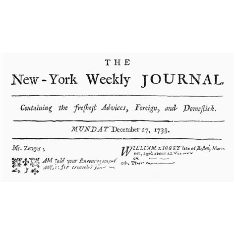 New York Weekly Journal Nmasthead Of The New York Weekly Journal 17