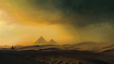 egypt desert artwork pyramid camels hd wallpaper wallpaper flare