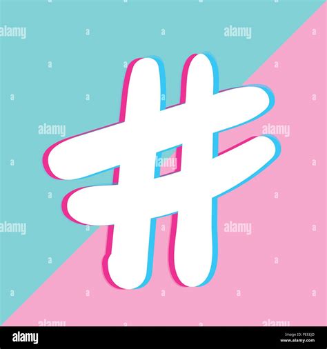 Hashtag Sign Isolated Number Simbol Glitch Chromatic Aberration