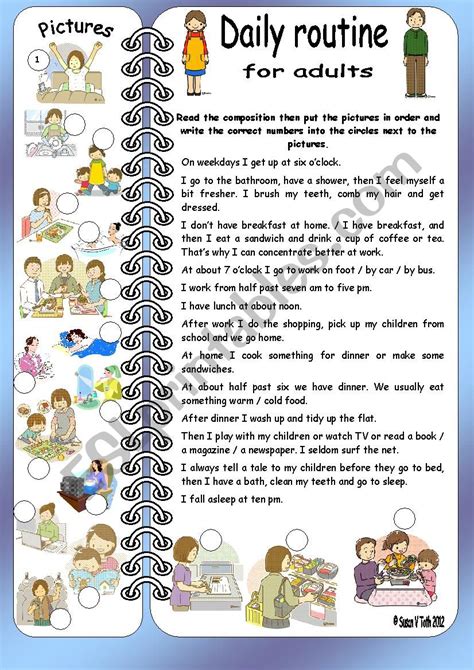Daily Routines For Adults Elementary With Key Esl Worksheet By