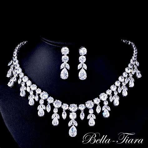 Crystal Bridal Necklace Swarovski Crystal Necklace Set Etsy Womens