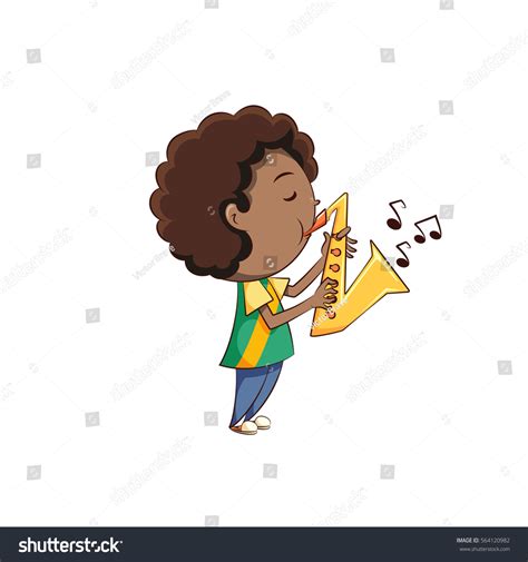 Boy Playing Sax Stock Vector Royalty Free 564120982 Shutterstock