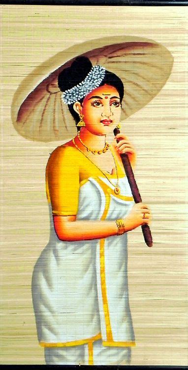 Indian Beauty In Traditional Dress With Umbrella From Keralawall Hanging