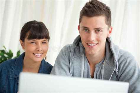 Portrait Of Two Smiling Students Working Together Stock Image Image