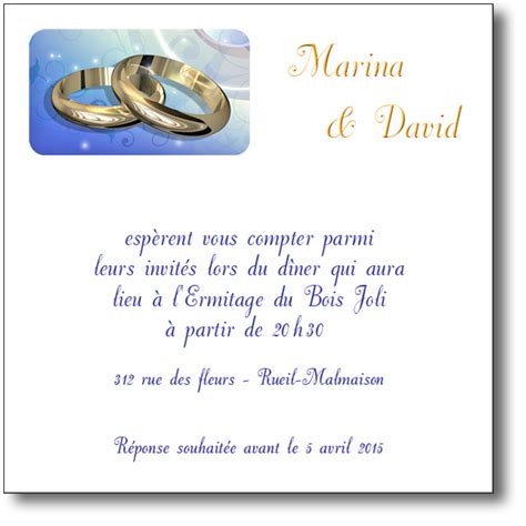 Album photo de mariage simple. Carte d'invitation mariage Alliances or, coordonnée au ...