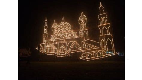 Indahnya Lampu Colok Miniatur Masjid Tiga Dimensi Di Bengkalis Tribunpekanbaru Travel