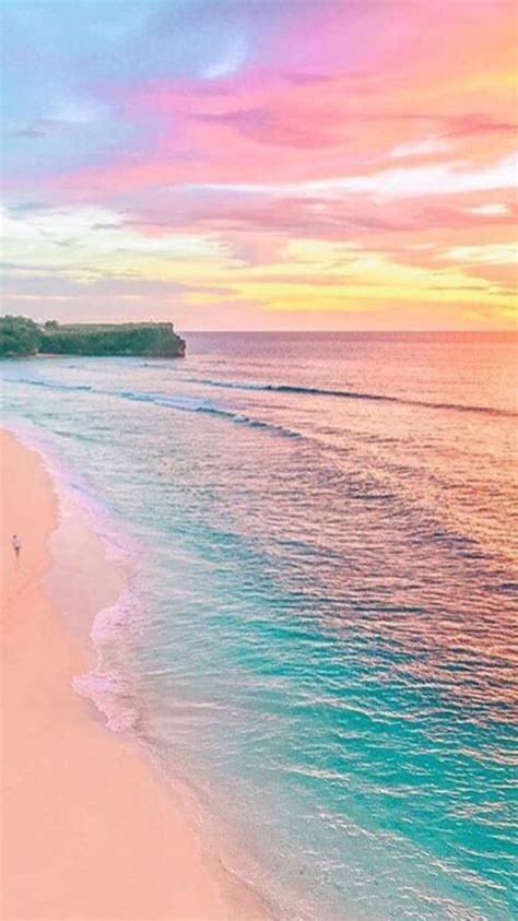 Wallpaper Vertical Pastel Colors Beach Sand Sea