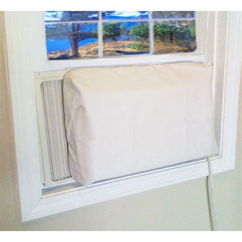 This indoor air conditioner cover has elastic all around the edges, allowing you to achieve a snug fit. AC SAFE 21 in. H x 29 in. W PVC Tan Square Indoor Window ...