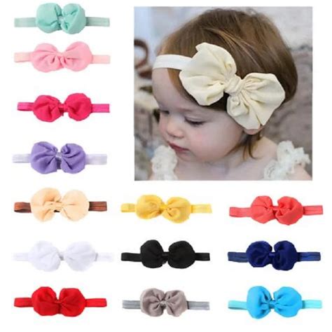 1pc Newborn Cute Colorful Bow Elastic Hairbands Baby Girls Hair Wrap