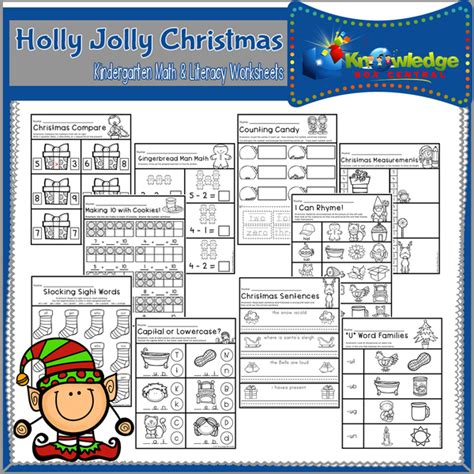 Christmas Kindergarten Math And Literacy Worksheets Knowledge Box Central