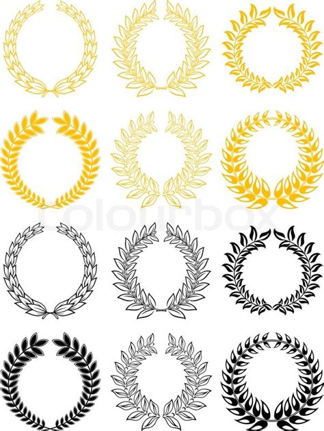 Set Of Gold And Black Laurel Wreaths Stock Vector Colourbox
