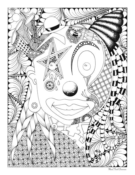Coloriage clown avec un sourire pour amuser les enfants. Dessin de clown à colorier par Maud Feral - Artherapie.ca