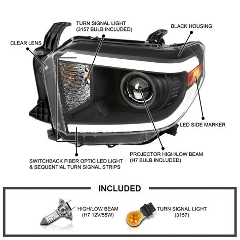 2014 2021 Toyota Tundra Projector Headlight W Led Drl W Sequential
