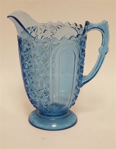 Sold Price Eapg Blue Pitcher Cooperative Flint Glass Co Pearl Blue Pitcher Aka Daisy