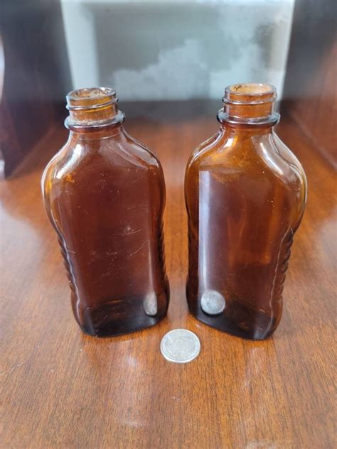Vintage Brown Glass Bottles Etsy