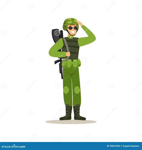 Infantry Troops Soldier Character In Camouflage Combat Uniform Standing