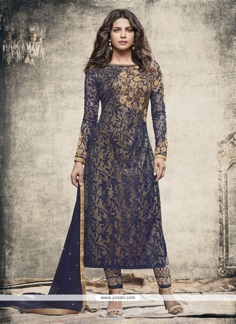 Buy Priyanka Chopra Net Brasso Churidar Designer Suit Churidar Salwar