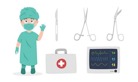 Surgeon Doctor Clipart Cartoon Style Surgeon With Surgical Equipments