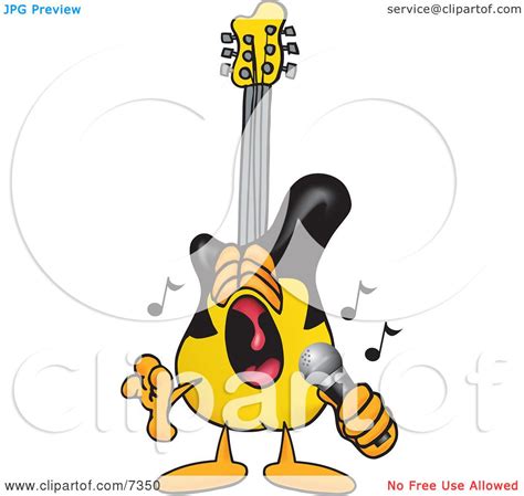 Clipart Picture Of A Guitar Mascot Cartoon Character