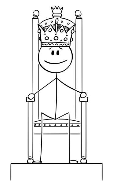 Cartoon Of A King Sitting On Throne Illustrations Royalty Free Vector