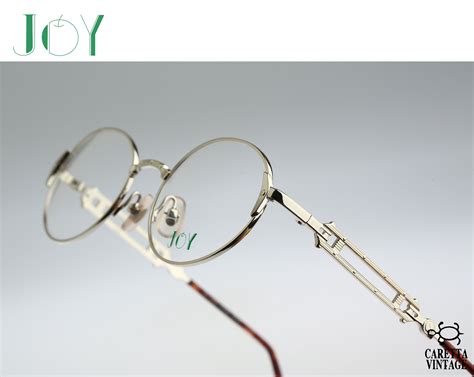 vintage oval eyeglasses joy kazu 90s unisex silver oval steampunk optical frame nos square