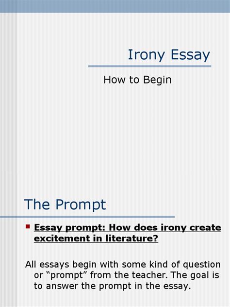 Irony Essay Irony Essays Free 30 Day Trial Scribd
