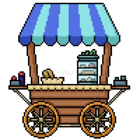 Pixel Art Small Cart Shop Stock Vector Illustration Of Tiny 245614040