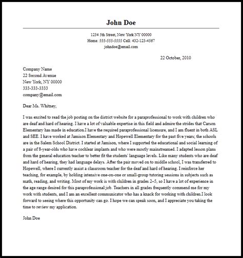 I have considerable experience of working in catering. cover letter template paraprofessional - Google Search ...