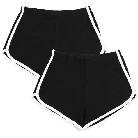 Wuffmeow Women S Sexy Summer Shorts Yoga Gym Sports Running Skinny Hot Pants 2 Pack Black