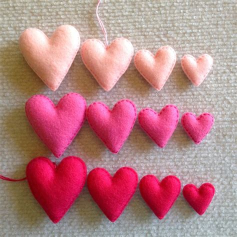 Red Felt Heart Valentine Ornaments Set Of 10 Wedding Favors Etsy