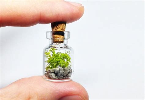 Mini Terrarium Tiny Glass Vial Cork Reindeer Moss Necklace Charm