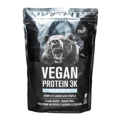 14% fat, 5% carbs, 81% protein. nu3 Vegan Protein 3K Neutral Flavour 1000 g - shop-farmacia.it