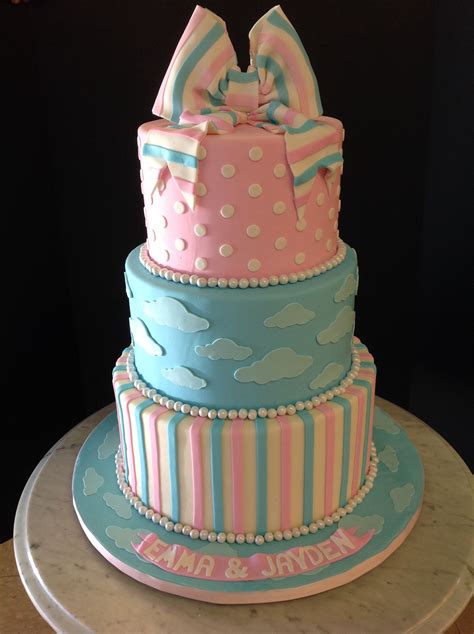 Twin Boy And Girl Baby Shower Cake Shower Cakes Baby Shower Cakes