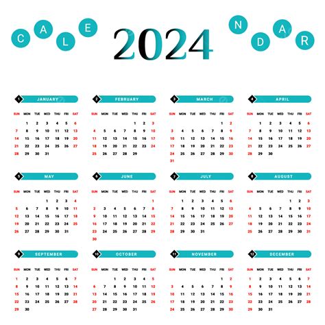 Calendario Negro Y Verde 2024 Con Diseño único Vector Png Dibujos