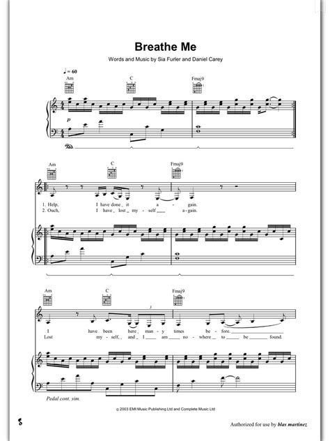 Print and download snowman sheet music by sia. Music Sheet: Breathe Me Sia Piano Sheet Music