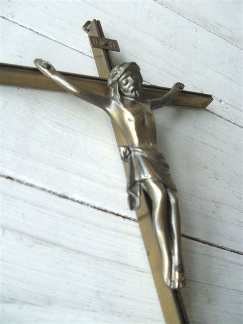 Vintage Brass Bronze Crucifix Made In West Germany Vintage Brass