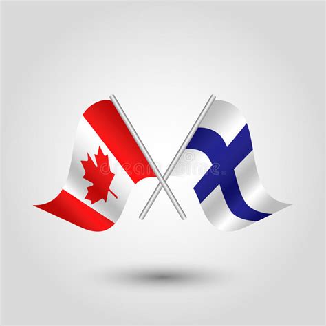 — hockey canada (@hockeycanada) june 6, 2021. De Vector Kruiste Canadese En Finse Vlaggen Op Zilveren ...