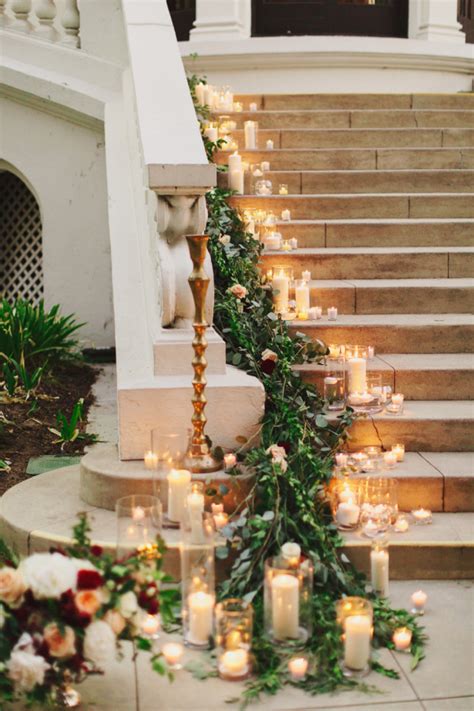 Indian, wedding decorations & accents. Candle and Garland on Staircase - Elizabeth Anne Designs ...