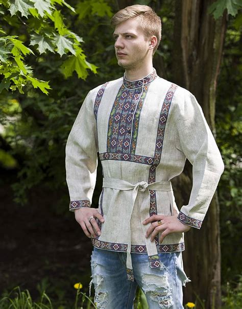 Traditional Russian Slavic Linen Shirt Kosovorotka Yaroslav Ph