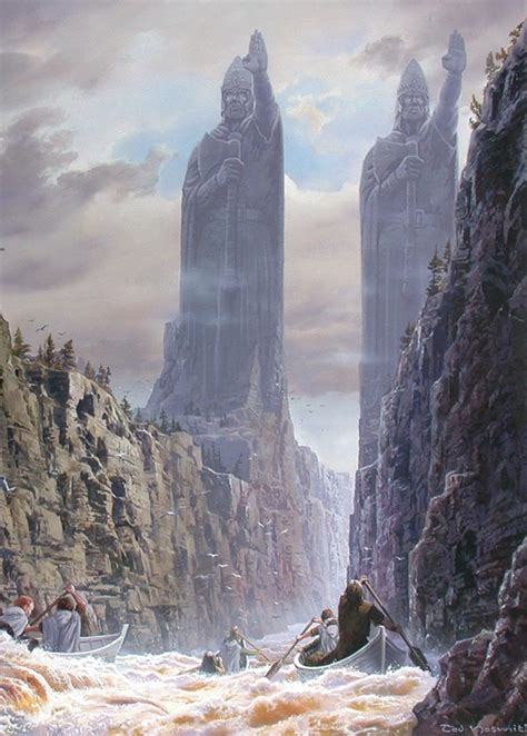 The Argonath Ted Nasmith Gandalf Legolas E Gimli Aragorn J R R
