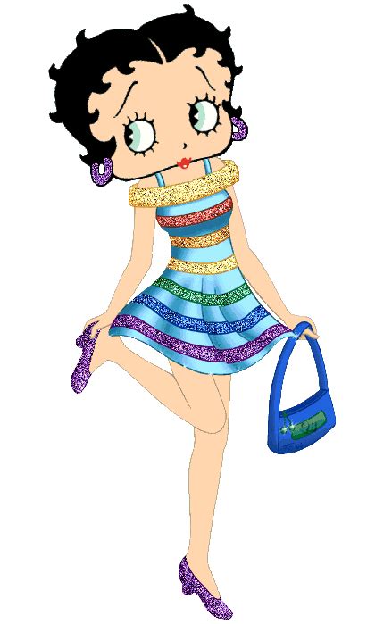 Betty Boop In Glittering Striped Dress With Purse  Mulher Gato