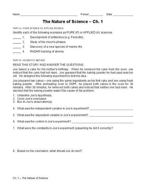 The Nature Of Science Worksheet For 7th 9th Grade Lesson Planet