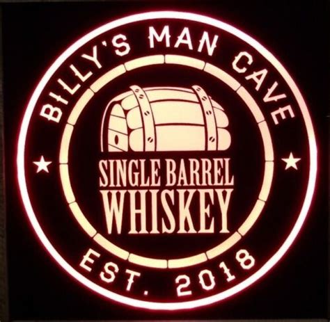 custom single barrel whiskey led sign personalized home bar lighted non neon ebay