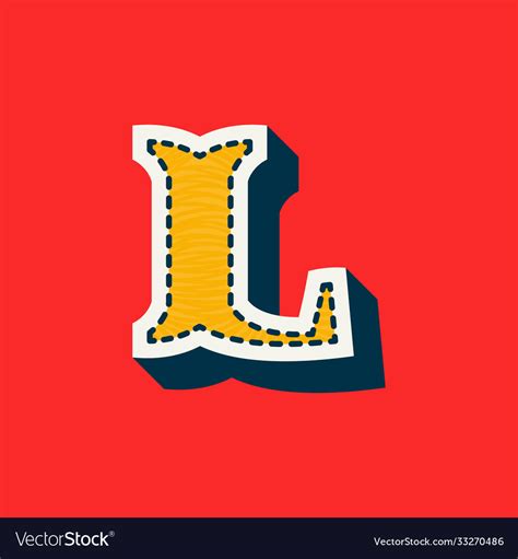 L Letter Sports Team Logo In Tackle Twill Style Vector Image
