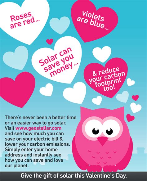 Energy savings achieved and return on investment depend upon a number of factors that vary according to each. Give the gift of Solar to your Valentine this year. Love ...