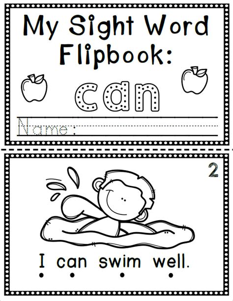 Sight Word Flip Book Flipbook Can Made By Teachers