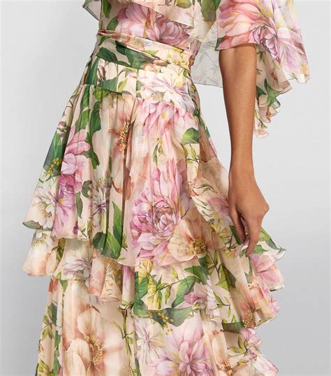 Silk Floral Print Layered Maxi Dress